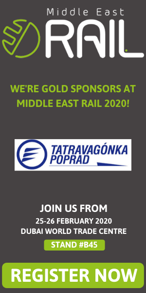 We're gold sponsors at Middle East rail 2020! Join us from 25-26 february 2020, Dubai World Trade Centre, Stand #B45